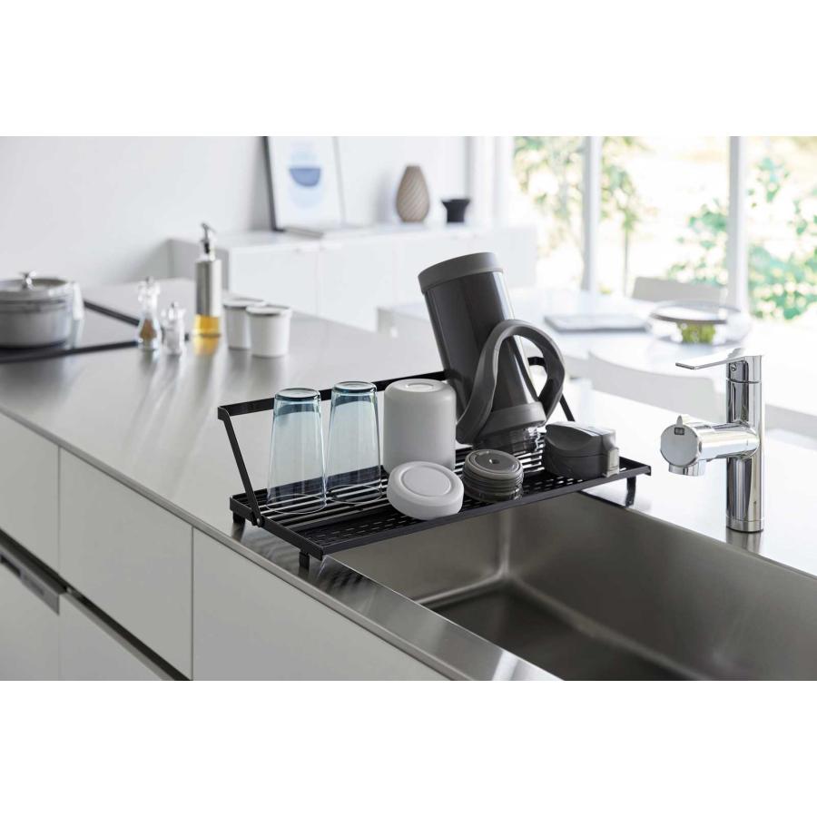 水切りかご tower タワー シンク上スリム水切りラック シリコーントレー付き 折りたたみ 水切りカゴ 水切りラック 山崎実業 正規品 10582 ブラック | tower | 02
