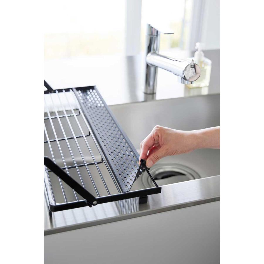 水切りかご tower タワー シンク上スリム水切りラック シリコーントレー付き 折りたたみ 水切りカゴ 水切りラック 山崎実業 正規品 10582 ブラック | tower | 05