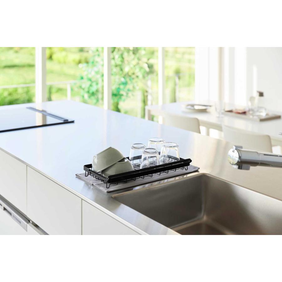 水切りかご tower タワー 水筒を立てて干せる水切りバスケット 折りたたみ コンパクト収納  水切りカゴ 水切りラック 山崎実業 正規品 10678 ブラック | tower | 03