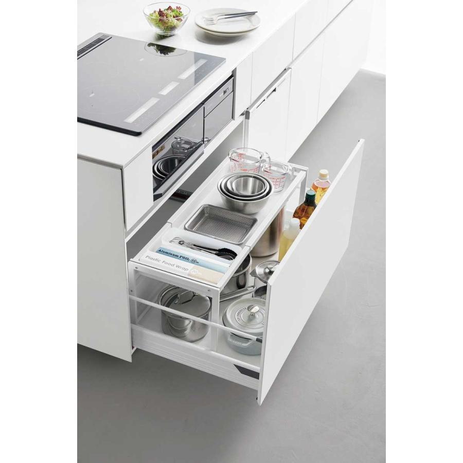 シンク下収納 tower タワー シンク下引き出し幅伸縮スライドラック D30 スチール製 シンク下ラック キッチン収納 山崎実業 正規品 10356 ホワイト | tower | 03