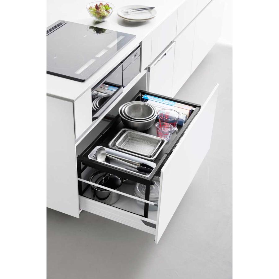 シンク下収納 tower タワー シンク下引き出し幅伸縮スライドラック D40 スチール製 シンク下ラック キッチン収納 山崎実業 正規品 10359 ブラック | tower | 03