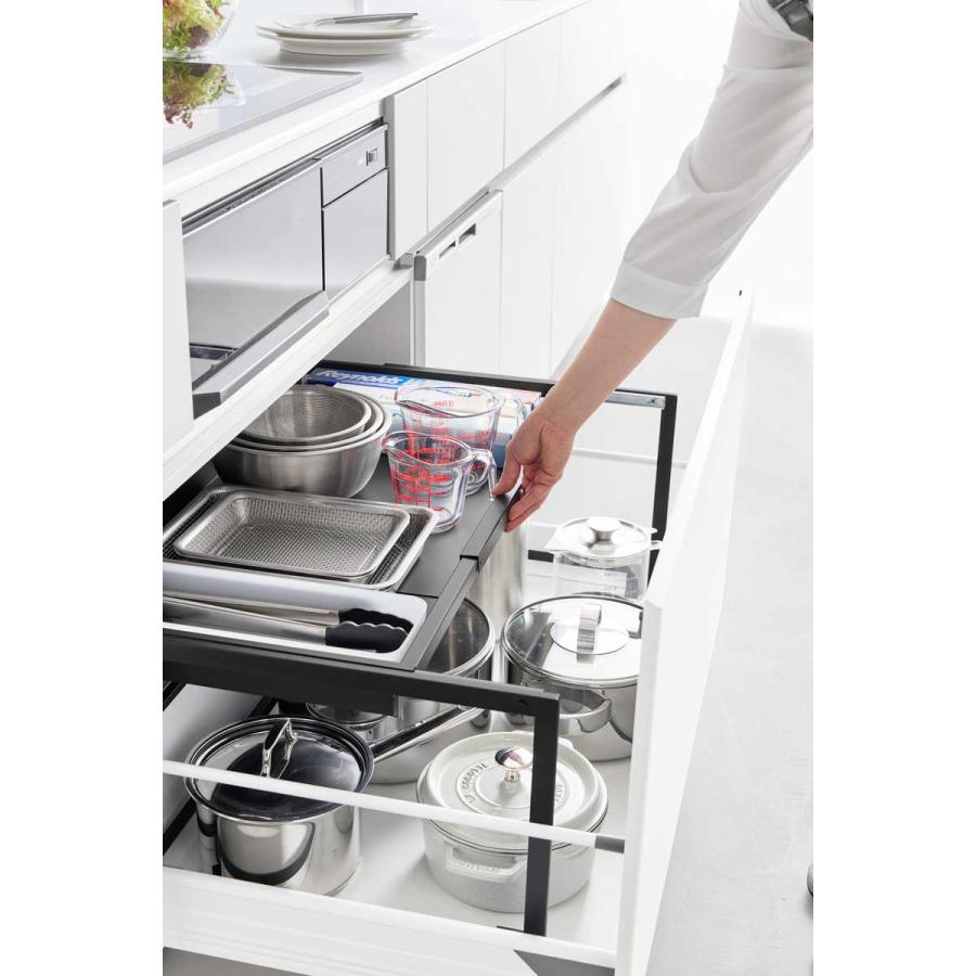 シンク下収納 tower タワー シンク下引き出し幅伸縮スライドラック D40 スチール製 シンク下ラック キッチン収納 山崎実業 正規品 10359 ブラック | tower | 05