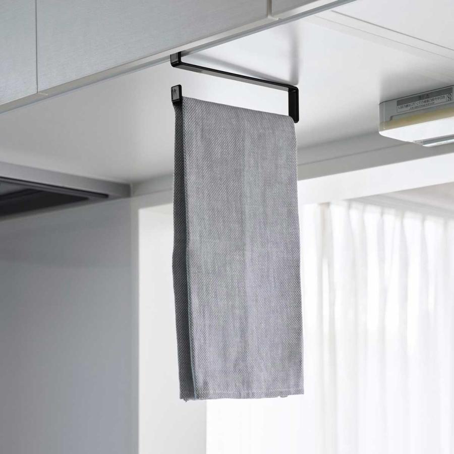 タオル掛け tower タワー 戸棚下タオルハンガー スリム キッチン収納 布巾ハンガー タオルバー 山崎実業 正規品 10502 ブラック | tower