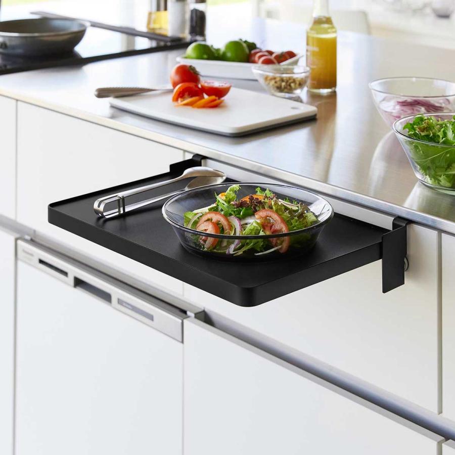 折りたたみ棚 tower タワー シンク扉折り畳み棚 スチール製 キッチン収納ラック 折り畳み棚 シェルフ 山崎実業 正規品 10520 ブラック | tower