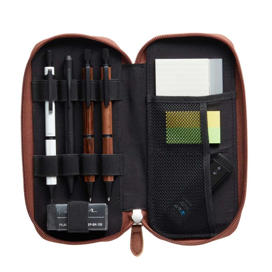 ペンケース Kitera ラウンドジップペンケース 合皮 ラムレザー調 レザー調 紀寺商事 ブラウン |  | 03