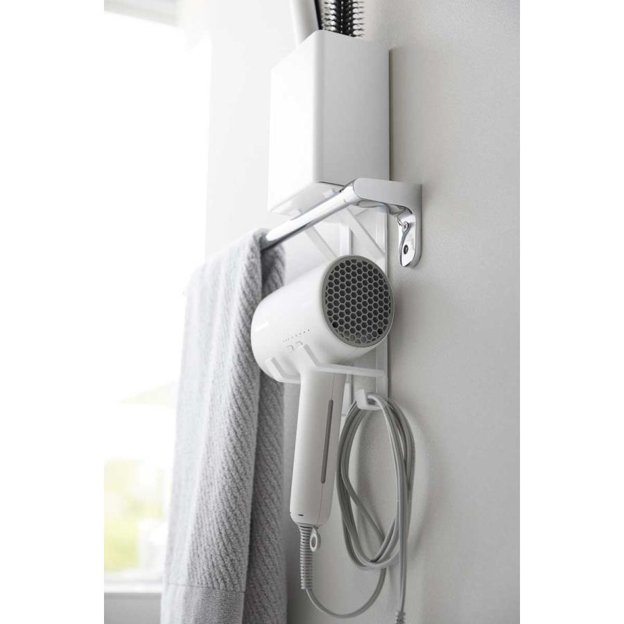ドライヤーホルダー tower タワー タオル掛け上ドライヤー&ヘアーアイロンホルダー 洗面グッズ アイデア収納 ドライヤー収納ラック 山崎実業 10545 ホワイト | tower | 04