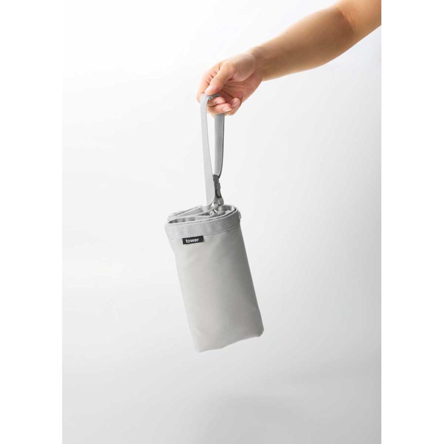 エコバッグ tower タワー 量によって調節できる保冷＆保温ショッピングエコバッグ 保冷保温機能付き 折りたたみ 山崎実業 正規品 10656 ライトグレー | tower | 07