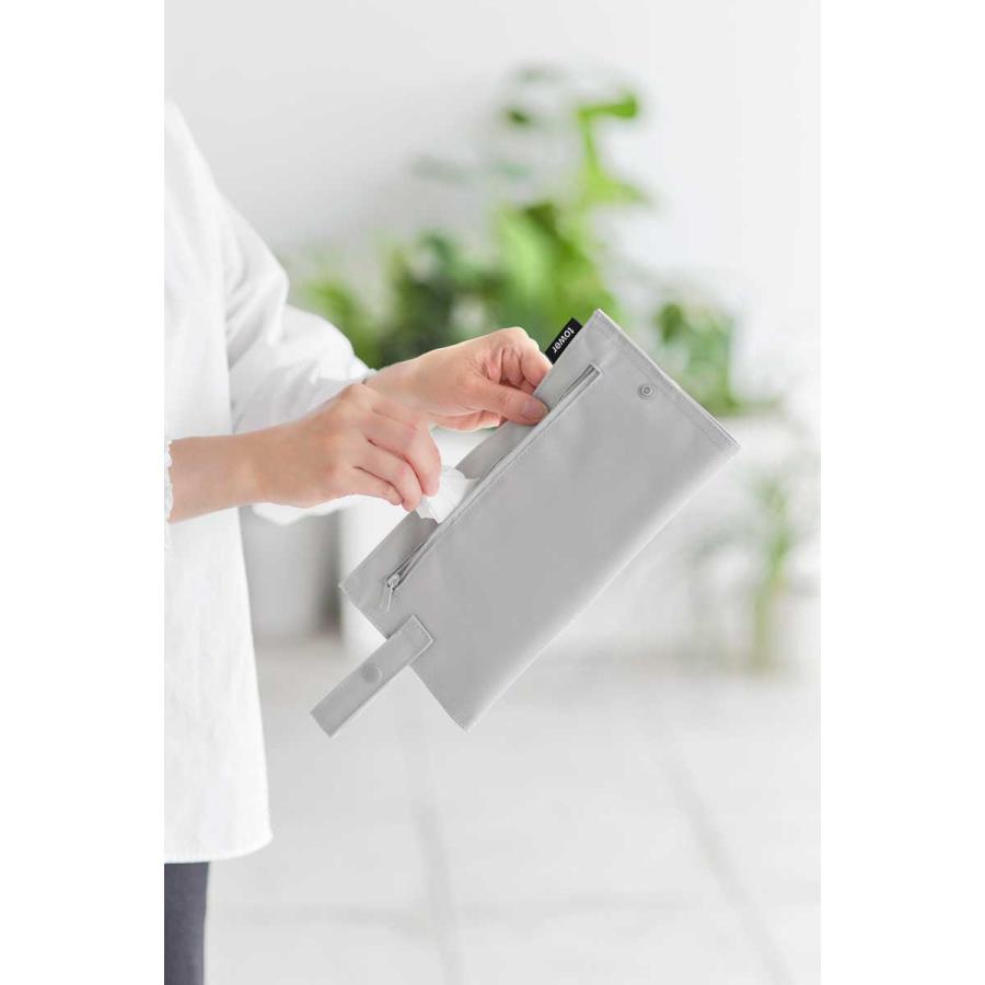 ティッシュケース tower タワー くず入れ付き折りたためる携帯ティッシュケース 引っ掛け 車内 ベビーカー ティッシュカバー 山崎実業 10735 ライトグレー | tower | 03