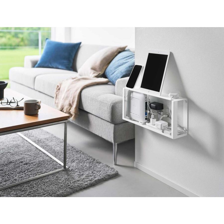 ケーブル収納ケース tower タワー コンセントごと隠せる壁付けケーブルラック コンセントカバー ケーブルボックス 配線整理 山崎実業 正規品 10785 ホワイト | tower | 02