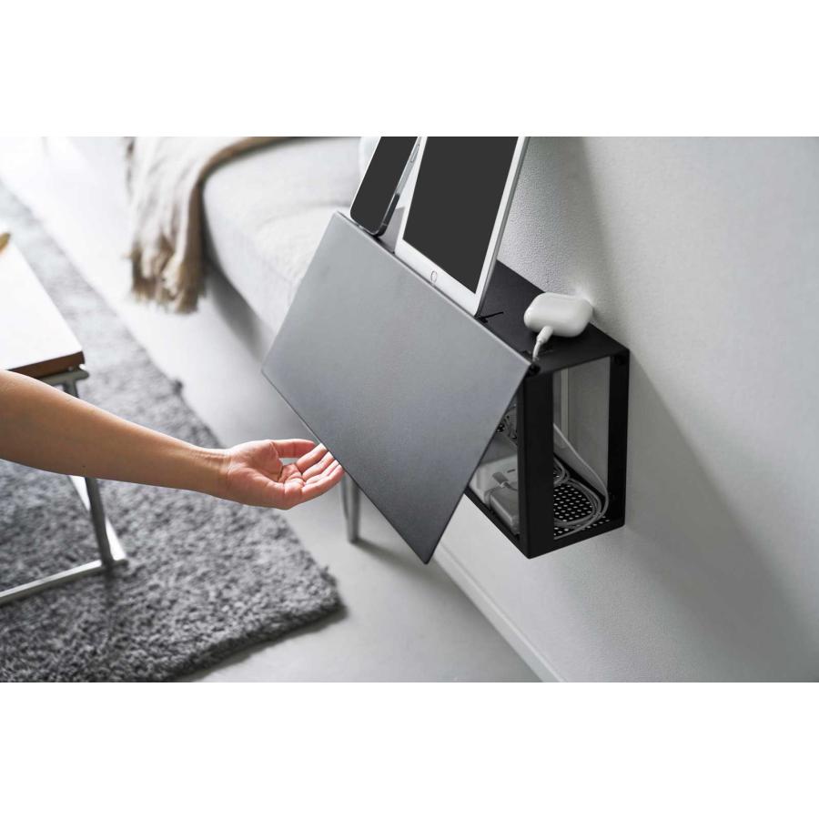 ケーブル収納ケース tower タワー コンセントごと隠せる壁付けケーブルラック コンセントカバー ケーブルボックス 配線整理 山崎実業 正規品 10786 ブラック | tower | 04