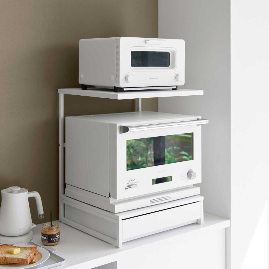家電下ラック tower タワー 引き出し付きキッチン家電下ラック 2段 スチール キッチンラック 収納用品 山崎実業 正規品 10654 ホワイト | tower