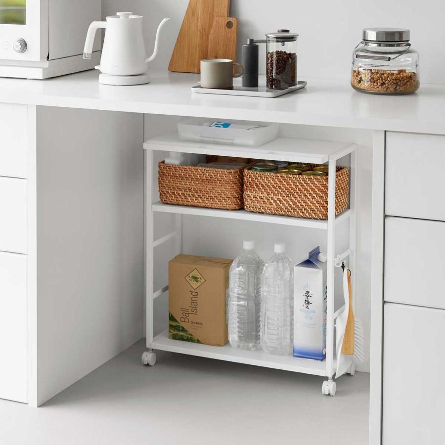 キッチンワゴン tower タワー ゴミ箱裏スリムワゴン キッチンワゴン スチール コンパクト キャスター付き キッチンラック 山崎実業 正規品 10765 ホワイト | tower