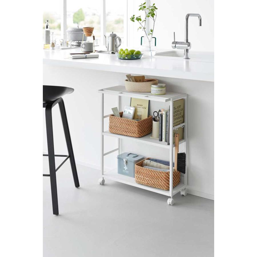 キッチンワゴン tower タワー ゴミ箱裏スリムワゴン キッチンワゴン スチール コンパクト キャスター付き キッチンラック 山崎実業 正規品 10765 ホワイト | tower | 03