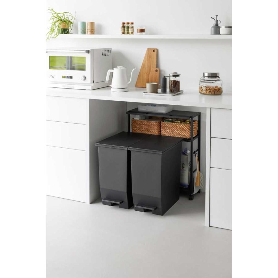 キッチンワゴン tower タワー ゴミ箱裏スリムワゴン キッチンワゴン スチール コンパクト キャスター付き キッチンラック 山崎実業 正規品 10766 ブラック | tower | 02