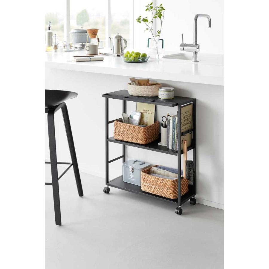 キッチンワゴン tower タワー ゴミ箱裏スリムワゴン キッチンワゴン スチール コンパクト キャスター付き キッチンラック 山崎実業 正規品 10766 ブラック | tower | 03