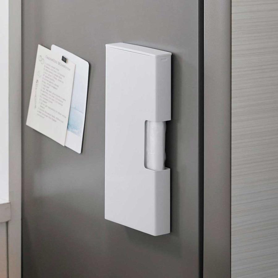 ポリ袋ストッカー tower タワー マグネットスリムポリ袋収納ホルダー M 冷蔵庫横 ポリ袋収納ケース 山崎実業 正規品 10511 ホワイト | tower