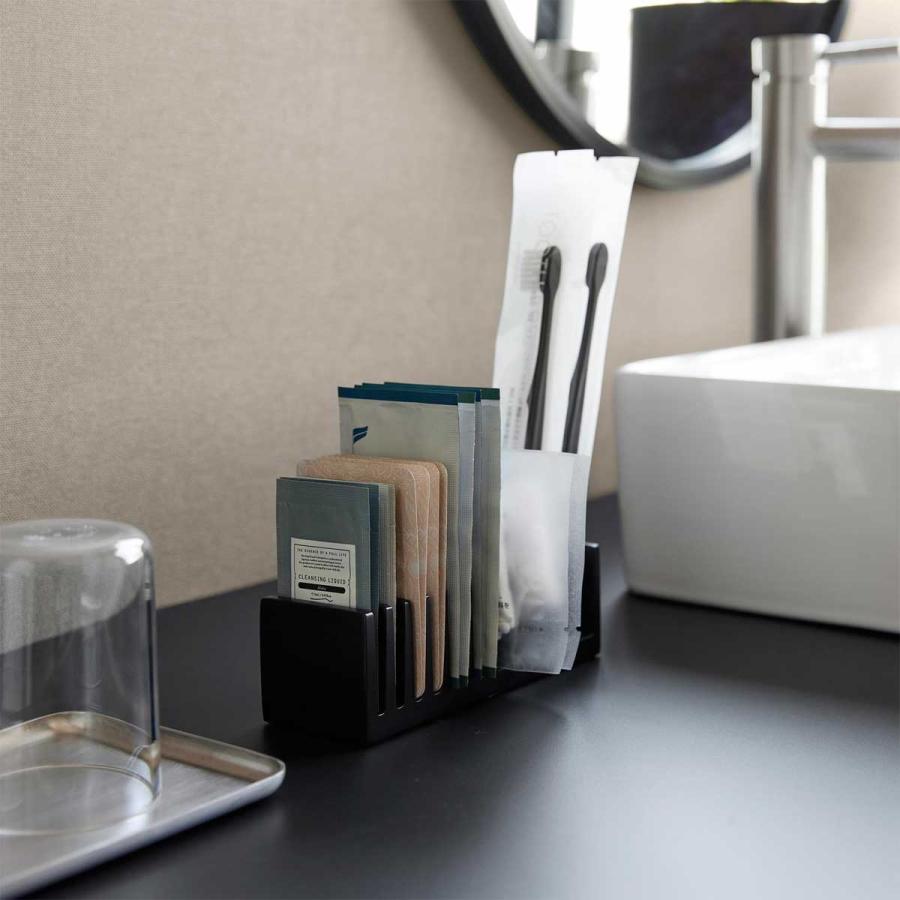 パウチスタンド tower タワー パウチ＆アメニティスタンド 縦型 化粧品サンプル アメニティ収納 洗面グッズ 山崎実業 正規品 10574 ブラック | tower