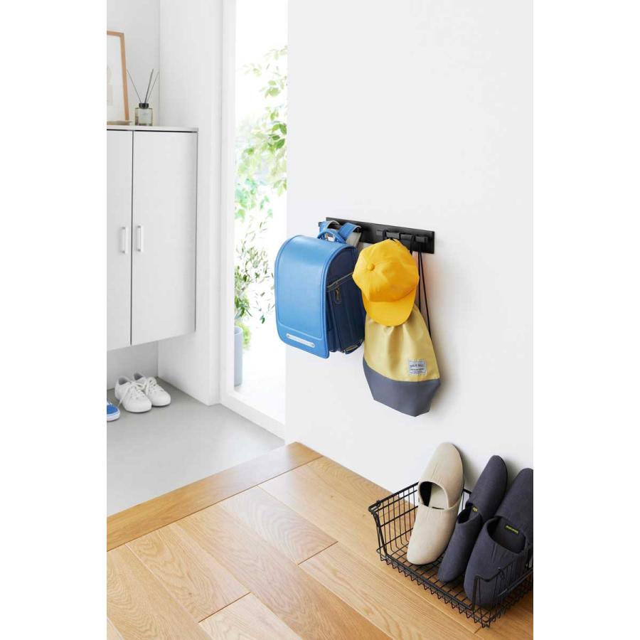 リュックハンガー tower タワー 壁付けリュックハンガー 横型 ランドセル バッグハンガー ハンガーラック 山崎実業 正規品 10578 ブラック | tower | 02