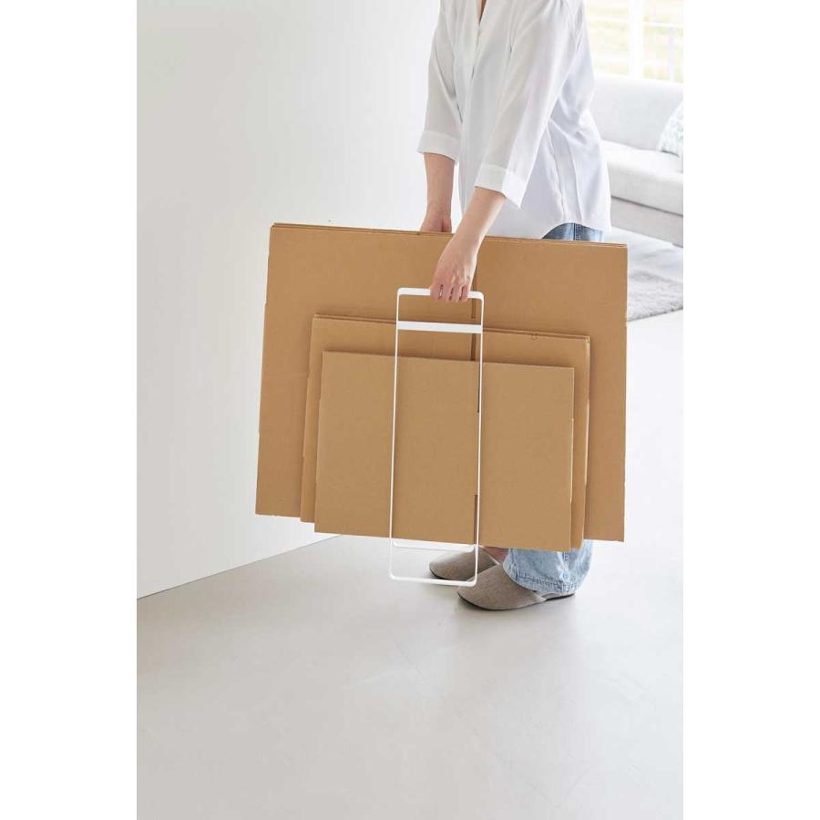 段ボール収納 tower タワー 持ち運べるダンボールストッカー スリム 取っ手付き 段ボールストッカー 山崎実業 正規品 10589 ホワイト | tower | 03