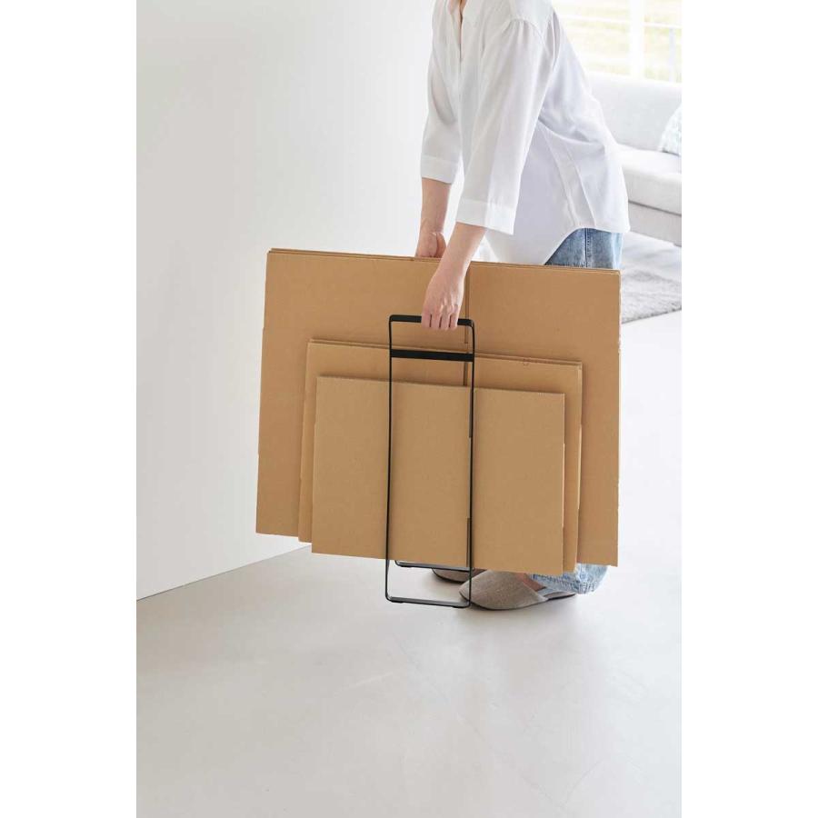 段ボール収納 tower タワー 持ち運べるダンボールストッカー スリム 取っ手付き 段ボールストッカー 山崎実業 正規品 10590 ブラック | tower | 03