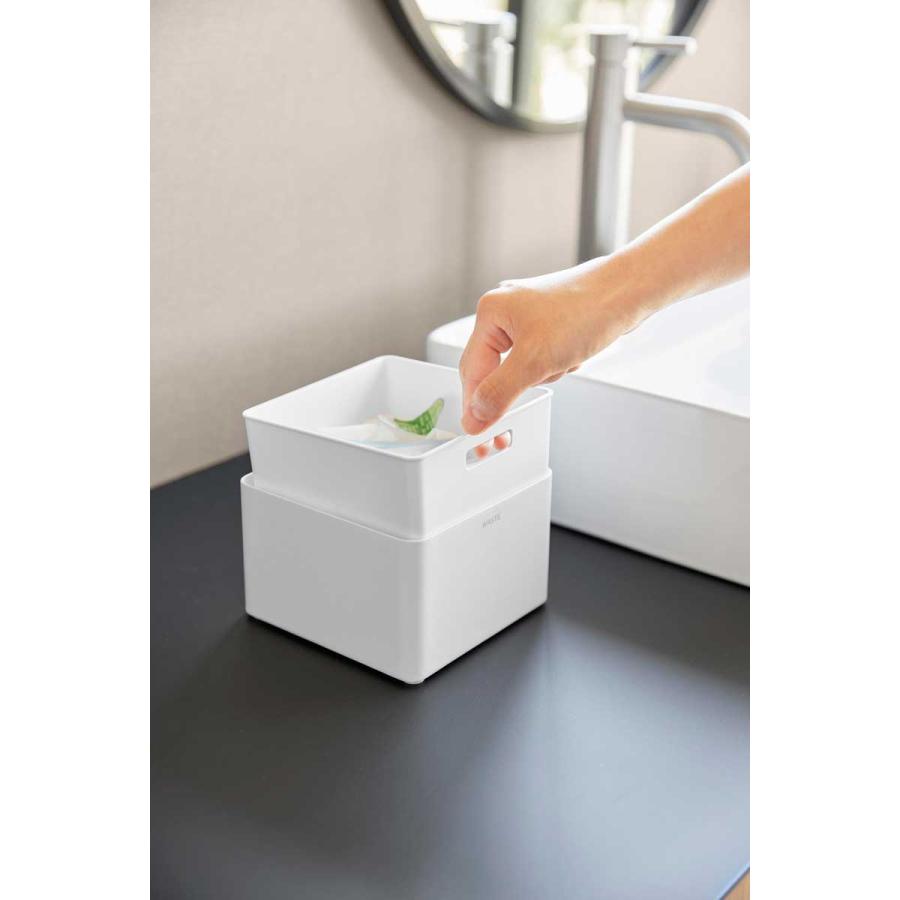 ゴミ箱 tower タワー インナーボックス付き洗面室用ゴミ箱 小さめ ミニサイズ 洗面台 ダストボックス ごみ箱 山崎実業 正規品 10709 ホワイト | tower | 03