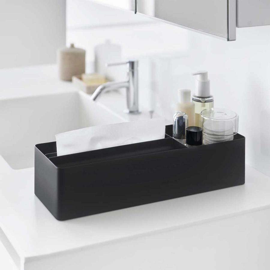 ペーパータオルホルダー tower タワー ペーパータオル＆バニティオーガナイザー 洗面台収納 ペーパータオルケース 山崎実業 正規品 10744 ブラック | tower