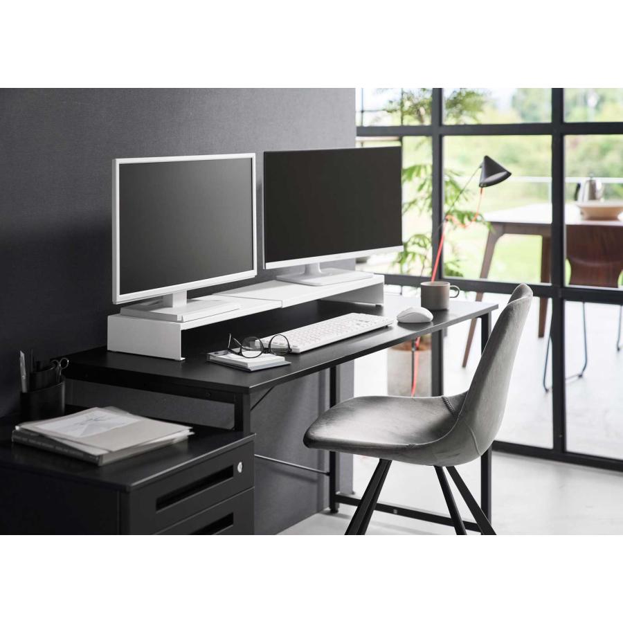 モニター台 tower タワー 伸縮ゲーミングモニターラック キーボード収納 モニタースタンド 山崎実業 正規品 10563 ホワイト | tower | 02