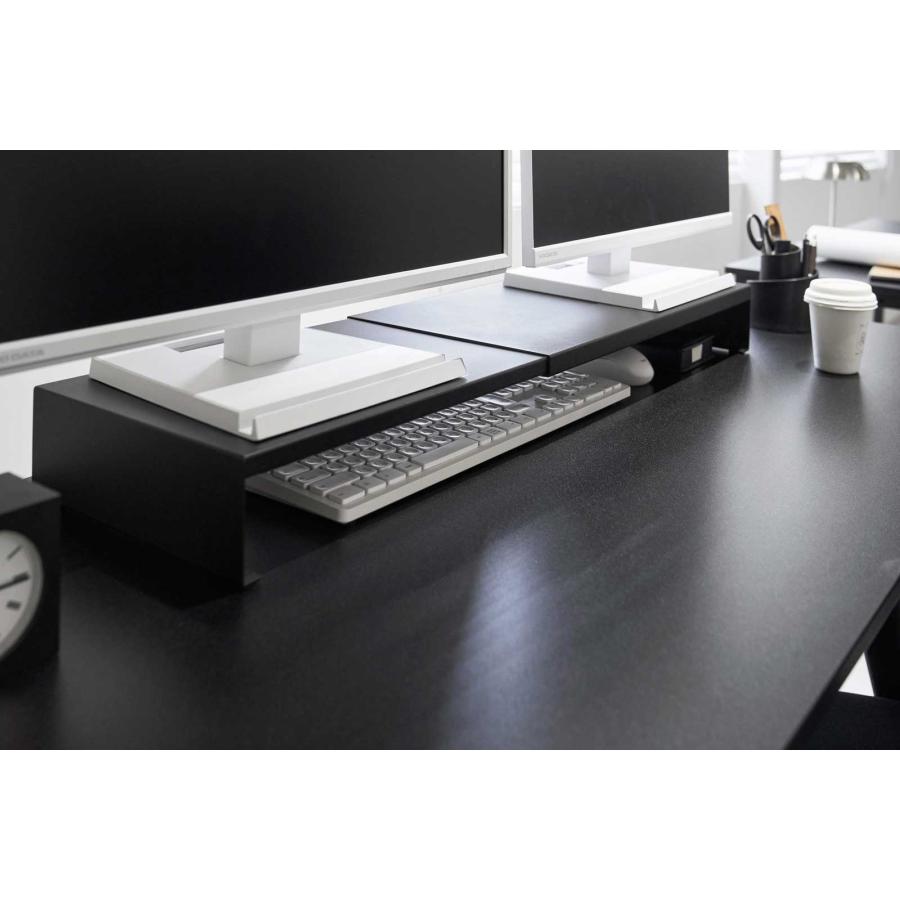 モニター台 tower タワー 伸縮ゲーミングモニターラック キーボード収納 モニタースタンド 山崎実業 正規品 10564 ブラック | tower | 03