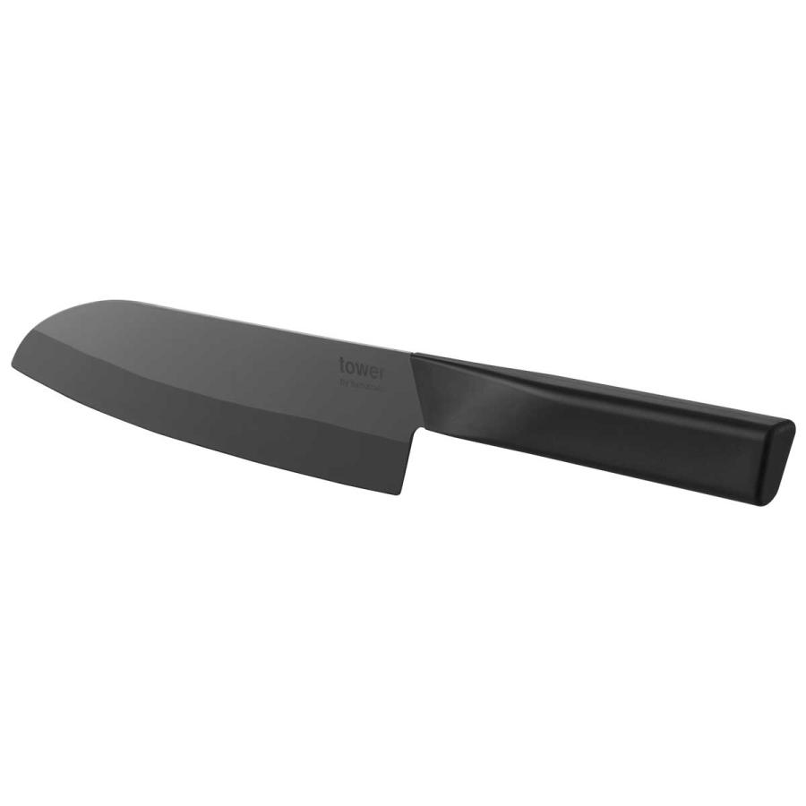 包丁 tower タワー セラミックナイフ 三徳 16.5cm 三徳包丁 両刃 キッチンナイフ 山崎実業 正規品 10122 ブラック | tower | 01