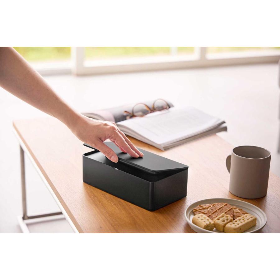 ティッシュケース tower タワー コンパクト蓋付きティッシュケース ソフトパックティッシュ ティッシュカバー 山崎実業 正規品 10538 ブラック | tower | 03