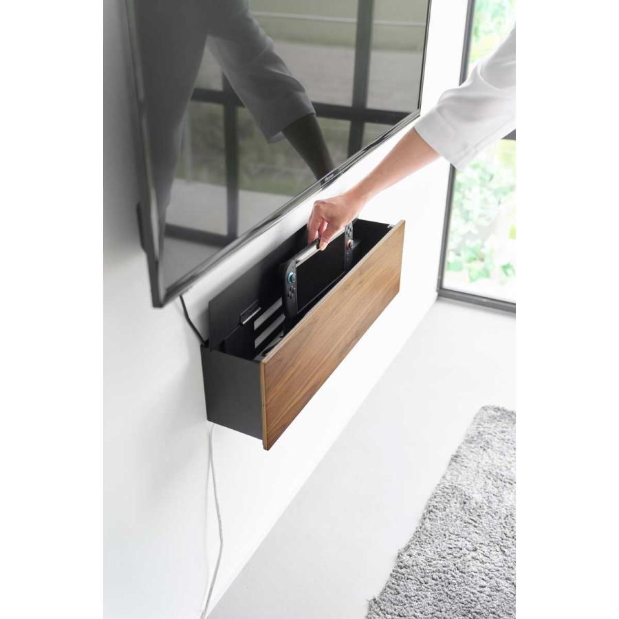 ゲーム機収納 tower タワー 壁付けテレビ周辺機器収納ボックス 壁面収納 壁掛け ルーター 電源タップ TV周辺機器収納 山崎実業 正規品 10672 ブラック | tower | 02