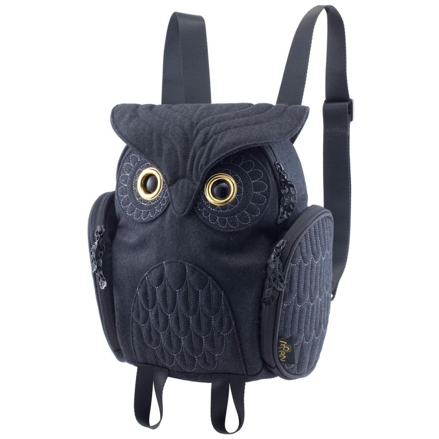 リュック MORN CREATIONS ミミズククラシック バックパック レディース フランネル モーンクリエイションズ リュック フクロウ ブラック
