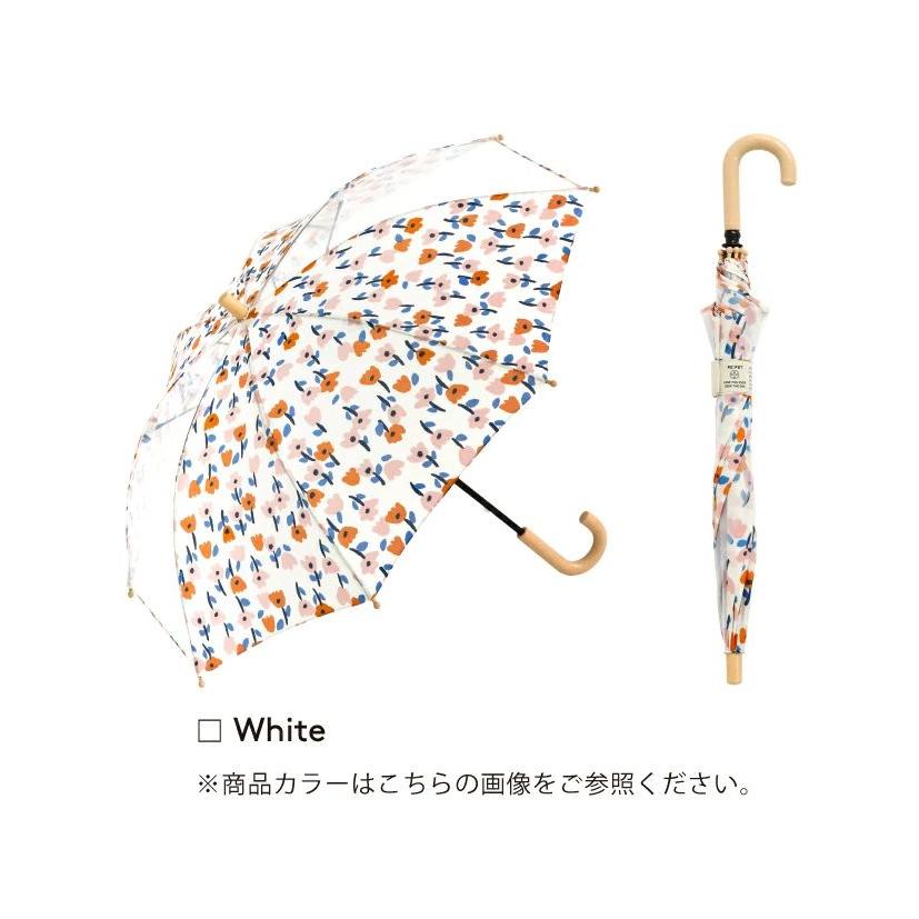 ビコーズ リペット キッズ フラワー ホワイト 白色 傘 50cm 男の子 女の子 子供用 長傘 ビニール傘 雨傘 透明窓 窓あり 安全 軽量 丈夫 手開きタイプ サスティナ | 