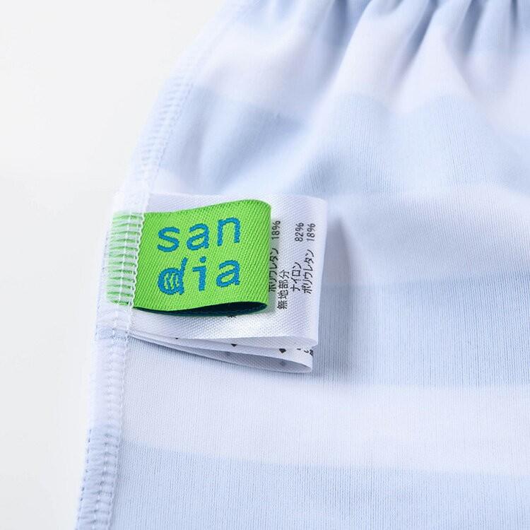 【Sandia サンディア 切替マリンボーダー 子供水着】水着 Aラインワンピース キャップセット 女の子 キッズ ベビー 子供 80cm 90cm 100cm 110cm 120cm 130cm UV |  | 12