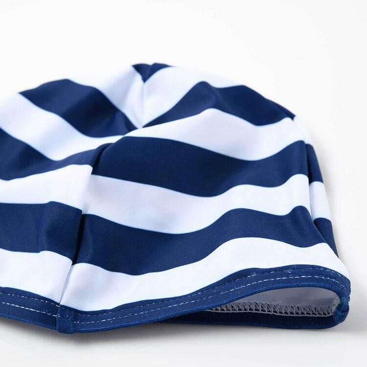 【Sandia サンディア 切替マリンボーダー 子供水着】水着 Aラインワンピース キャップセット 女の子 キッズ ベビー 子供 80cm 90cm 100cm 110cm 120cm 130cm UV |  | 15