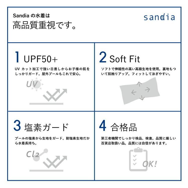 【Sandia サンディア 切替マリンボーダー 子供水着】水着 Aラインワンピース キャップセット 女の子 キッズ ベビー 子供 80cm 90cm 100cm 110cm 120cm 130cm UV |  | 05