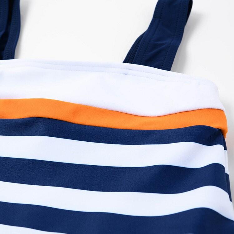 【Sandia サンディア 切替マリンボーダー 子供水着】水着 Aラインワンピース キャップセット 女の子 キッズ ベビー 子供 80cm 90cm 100cm 110cm 120cm 130cm UV |  | 07