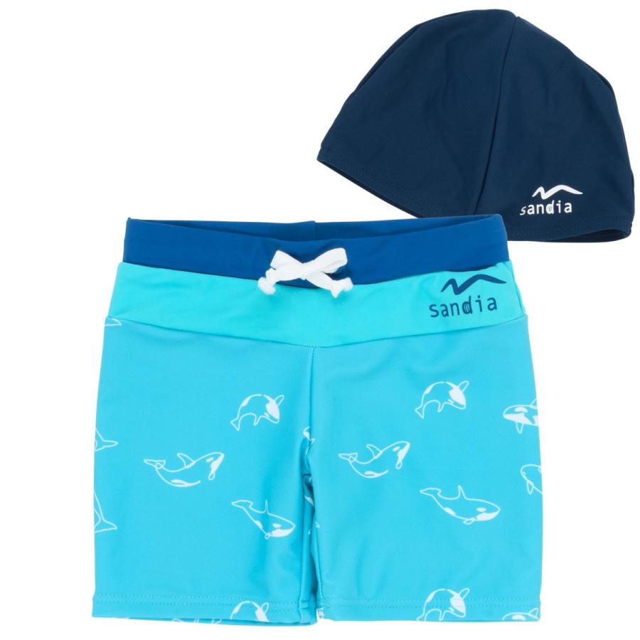 Sandia サンディア 子供水着 スイムパンツ 男の子 シャチ キャップ付き