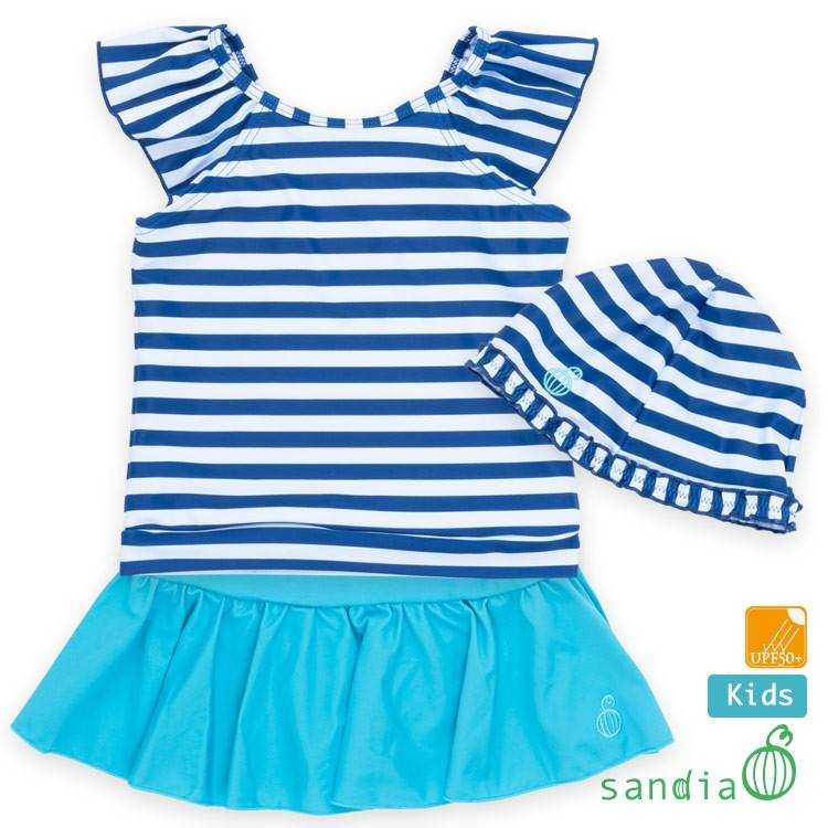 全商品オープニング価格特別価格 子供水着 女の子 キッズ 水着 Sandia サンディア フリルスリーブセパレート ボーダー ベビー 90cm トドラー 100cm 110cm 1cm 130cm 140cm キャップ付き Babylonrooftop Com Au