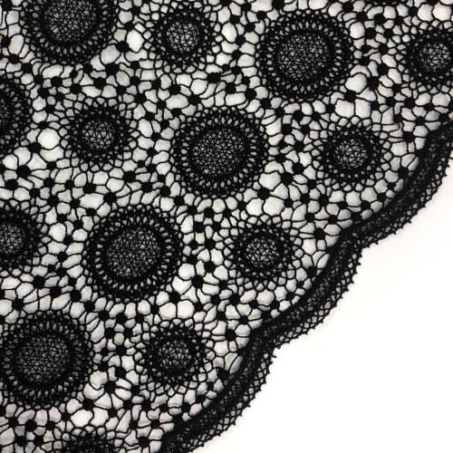 送料無料 国産レース生地 黒 エンブロイダリーレース 幅96cm 1m 1.5m