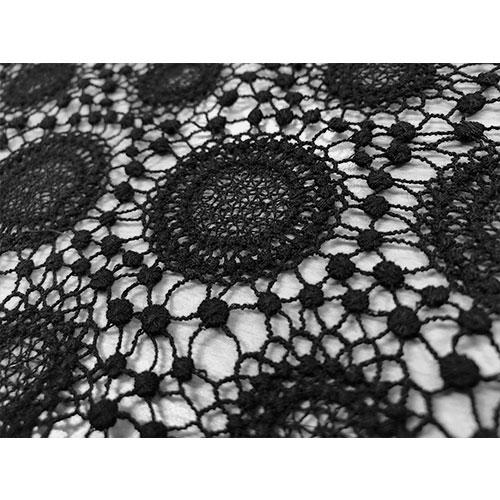 送料無料 国産レース生地 黒 エンブロイダリーレース 幅96cm 1m 1.5m