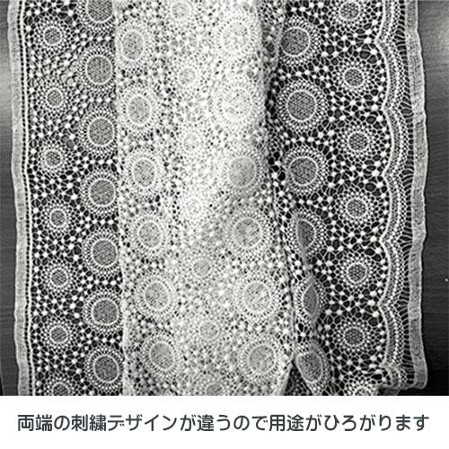 半世紀超えのヴィンテージエンブロイダリーレース 送料無料 国産レース生地 白 エンブロイダリーレース 幅96cm 50cm