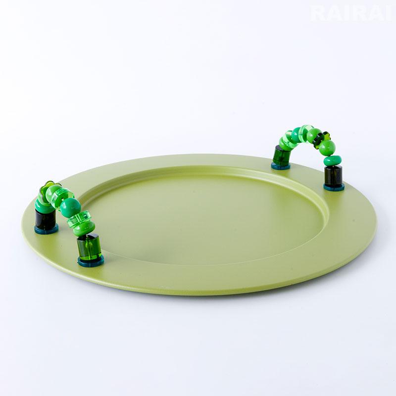 ALESSI（アレッシィ） 【廃盤品・希少】 ラウンドトレイ バロック 取っ手付き グリーン ALESSI Ba-rock AMSA23 GR ...