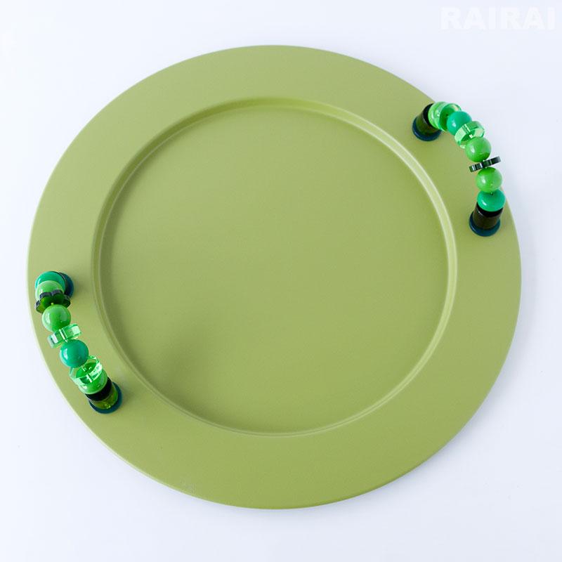 ALESSI（アレッシィ） 【廃盤品・希少】 ラウンドトレイ バロック 取っ手付き グリーン ALESSI Ba-rock AMSA23 GR ...