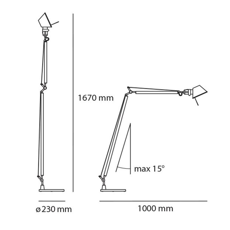 正規品 アルテミデ トロメオ リーディングフロア シルバー ブラック Artemide TOLOMEO READING FLOOR SILVER BLACK 送料無料の画像