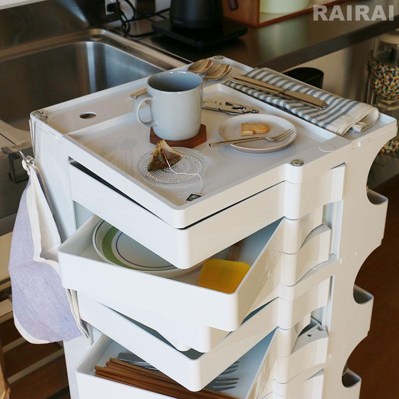 B-LINE ボビーワゴン 4段 8トレイ ホワイト ブラック ビーライン