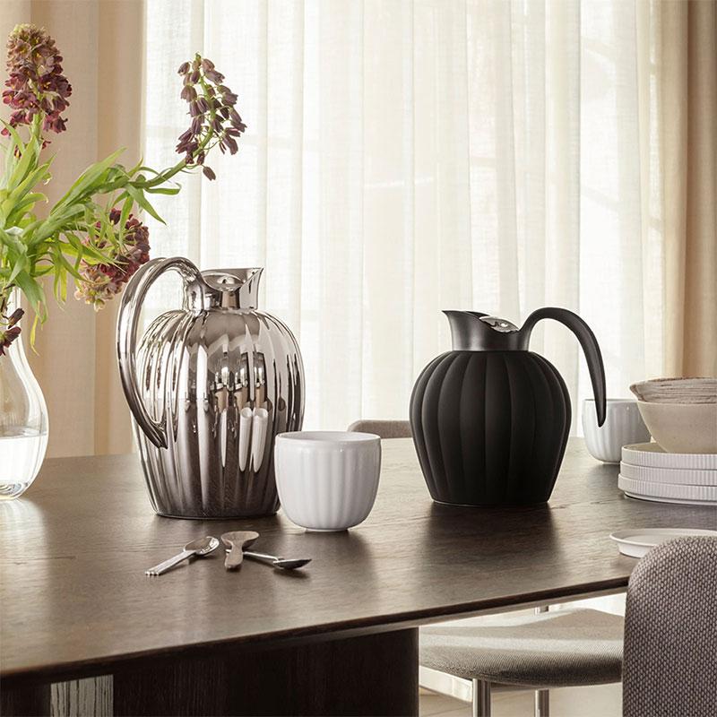 ジョージジェンセン サーモジャグ 0.8L プッシュ式ストッパー付き ミッドナイトブラック ベルナドッテ Georg Jensen BERNADOTTE ステンレス おしゃれ 送料無料の画像
