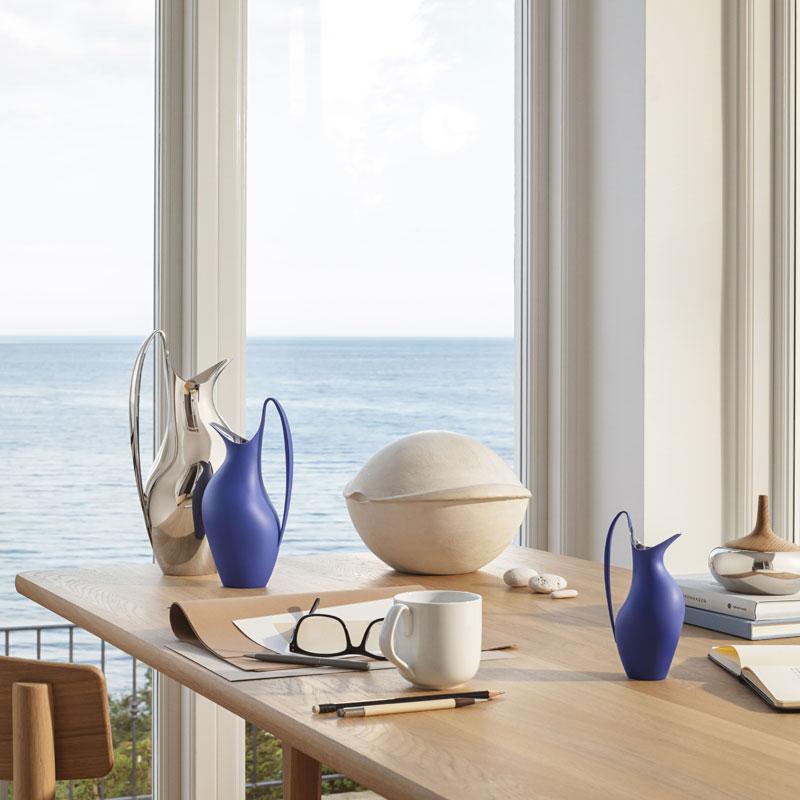 ジョージジェンセン ピッチャー 0.2L へニング コッペル ミッドナイトブラック アイコニックブルー Georg Jensen HENNING KOPPEL 送料無料の画像