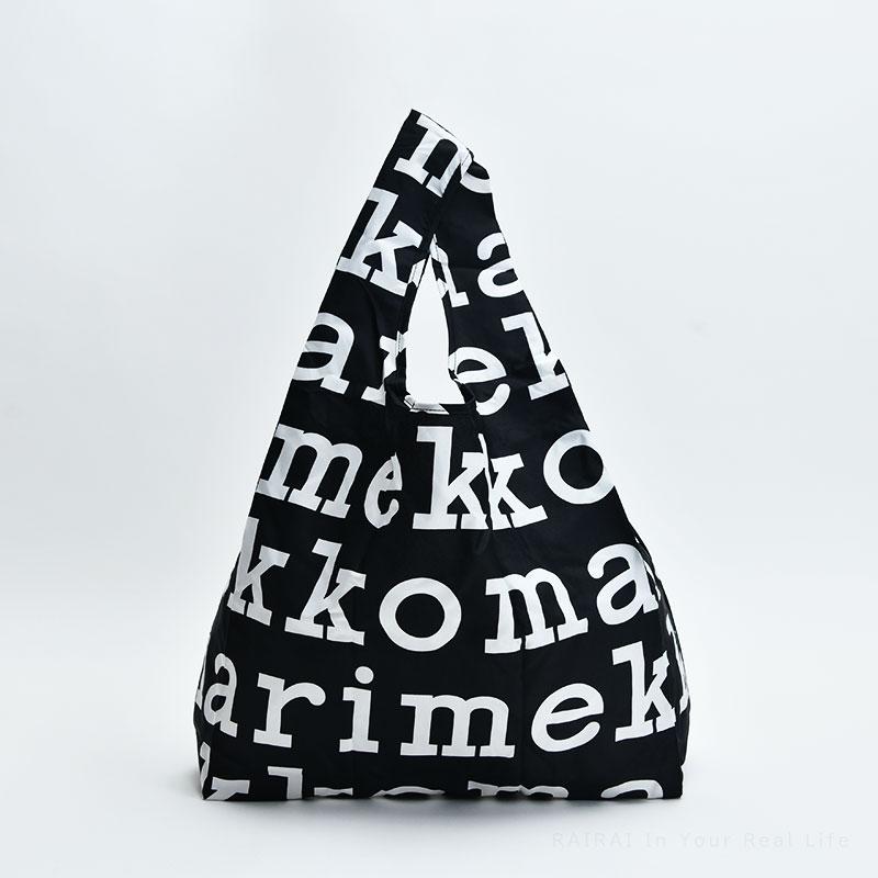 marimekko マリメッコ スマートバッグ ロゴ ブラック×ホワイト