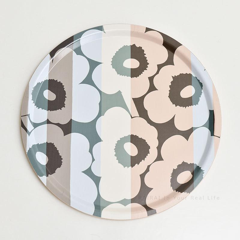 マリメッコ プライウッドトレイ 46cm ウニッコ ラリー クリーム×ライト